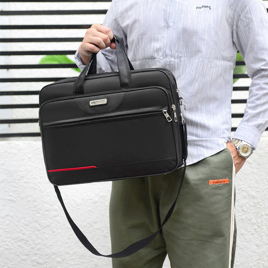 New nylon shoulder crossbody casual canvas men's bag large capacity business briefcase_voghion.com
