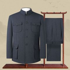 中山服男性中高年スーツ上着高齢者コート老人服民族服おじいちゃん服お父さん服
