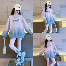 女童韩系卫衣春秋款2025新款青少年女孩渐变色上衣大女孩圆领衣服