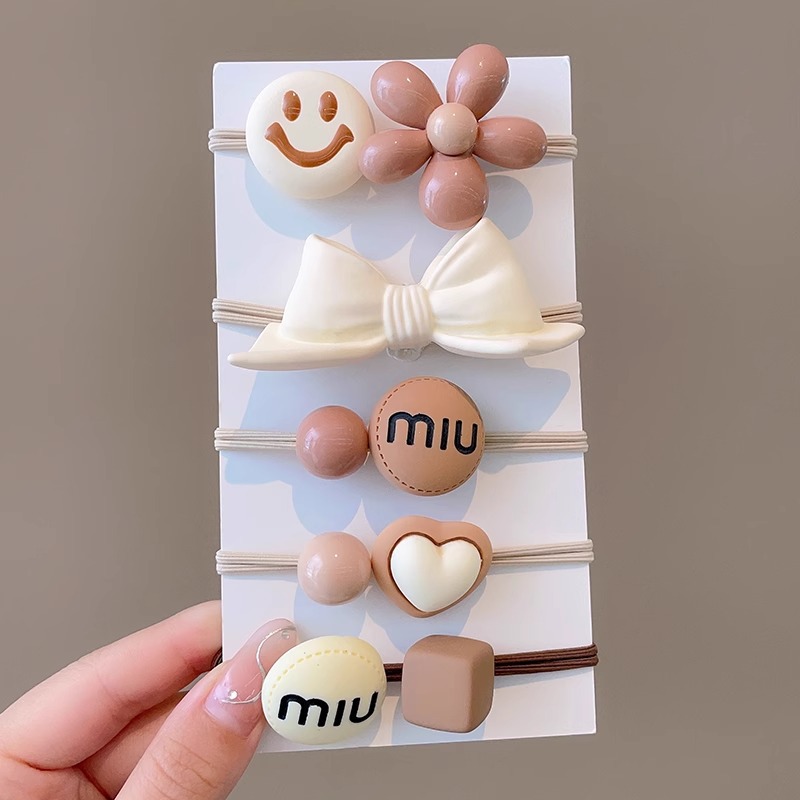 Cuerdas de cabello de color leche para niños flores anillo de cabello arco de goma para niñas no lastimar el cabello banda de goma para el cabello para niñas