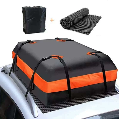 Car Rainproof Luggage Bag, Outdoor Roof Luggage Bag, Wear-Resistant Storage Bag, Waterproof Roof Luggage Bag, Large Capacity (Kempinq və səyahət) - orange-420d-roof-bag-anti-slip-mat