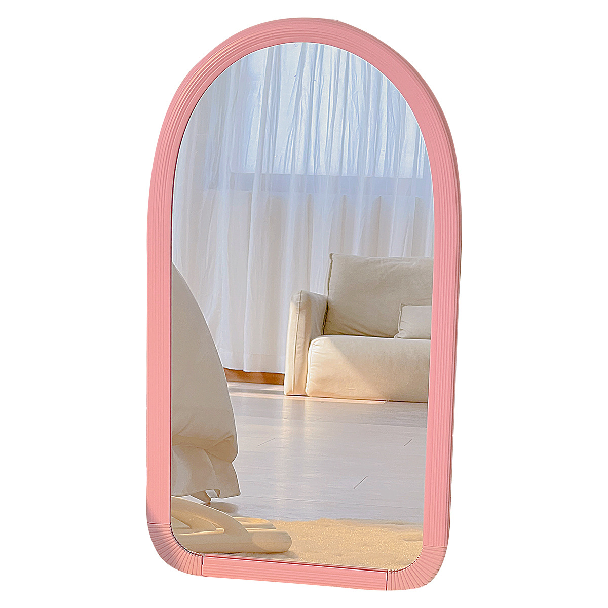 Espejo rosa, espejo de piso, espejo de vestir, espejo de dormitorio, espejo de maquillaje, dormitorio de estudiantes, pared colgada