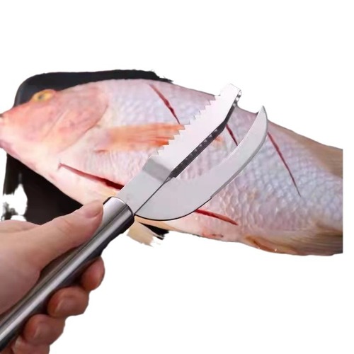 Fish scale planing fish belly knife household thickened stainless steel scale removal and belly breaking two-in-one fish scale scraper fish killing knife brush fish scales