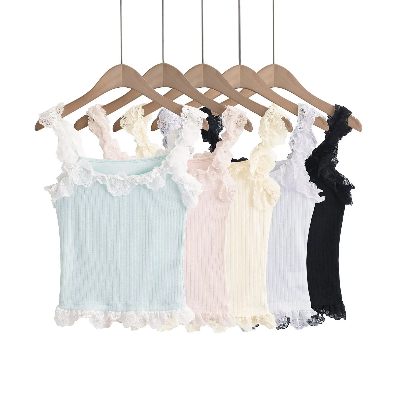 Spice Girl Lace Short Camisole Women's Summer New Sexy High Waist Navel All-match Sleeveless Top Trendy