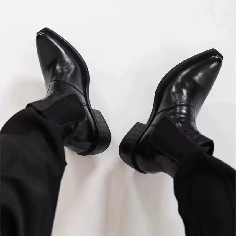 Retro Chelsea Boots 2025 Winter Mid-Heel Casual Short Boots Thick-Soled Men's Boots