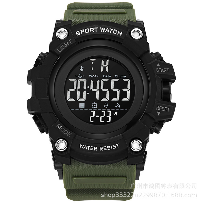 Nuevos deportes al aire libre militar camuflaje moda gran dial de los hombres luminoso reloj electrónico multifuncional reloj LED