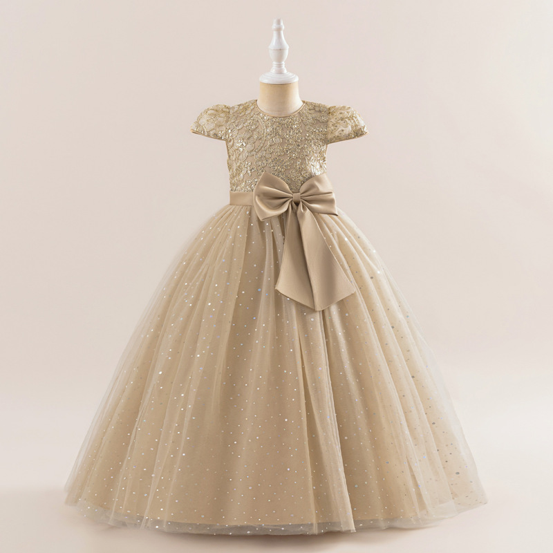 Girls' Formal Dress, Children's Princess Dress, Puffy Tulle Dress, Bowknot Flower Girl Wedding Dress, Long Dress for Dance Party, Christmas Girls' Formal Dress, Children's Princess Dress, Puffy Tulle Dress, Bowknot Flower Girl Wedding Dress, Long Dress for Dance Party, Christmas