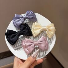 韩系气质蝴蝶结插梳边夹发夹女前额刘海夹好看时尚洋气发梳头饰