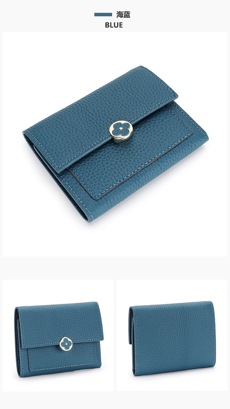 Cartera Corta De Cuero Para Mujer 2022 Nuevo Estilo De Cuero Suave Con Hebilla Triple Cartera Pequeña display picture 5