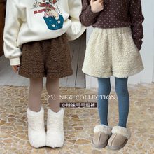 艾摩贝贝2025冬季新品三分毛绒热裤女童休闲软萌保暖可爱毛毛短裤