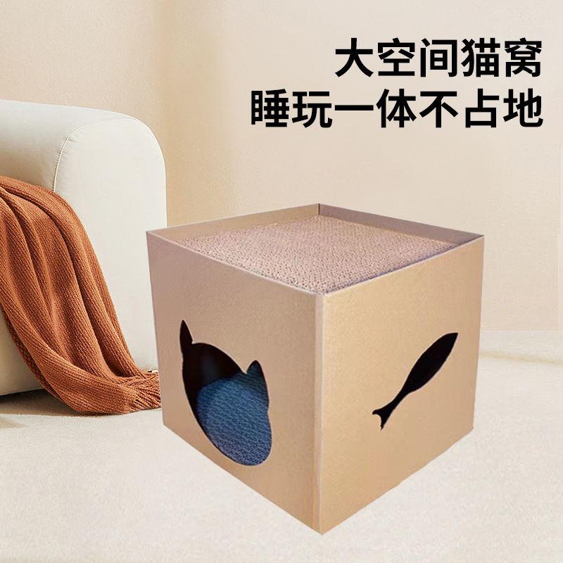 Los fabricantes producen literas plegables superiores e inferiores de papel corrugado de alta densidad nido de gato de gran espacio resistente a los arañazos suministros para gatos resistentes al desgaste