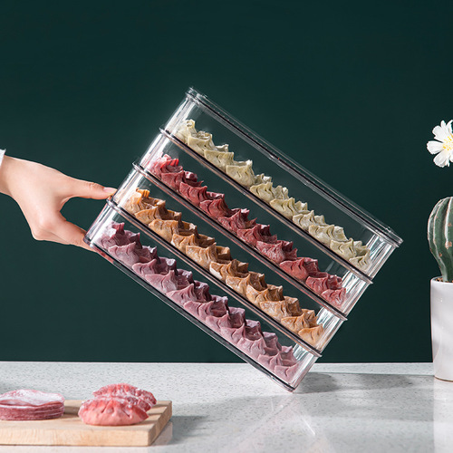 Dumpling box freezer box PET multi-layer household dumpling wonton freshness box large kitchen food refrigerator storage box