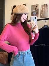 2025新款慵懒风半高领长袖针织毛衣女装秋冬休闲百搭修身打底上衣