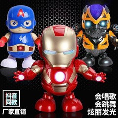 クロスボーダーダンスアイアンマンバンブルビーフリップカバーソングライトミュージック電動ロボット屋台おもちゃ卸売