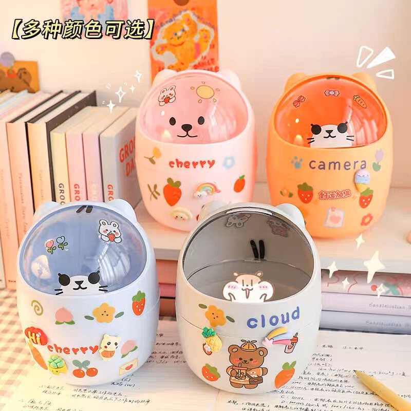 Desktop plastic rocking cover trash can household mini trash can Creative European living room table small size paper basket with lid Desktop plastic rocking cover trash can household mini trash can Creative European living room table small size paper basket with lid