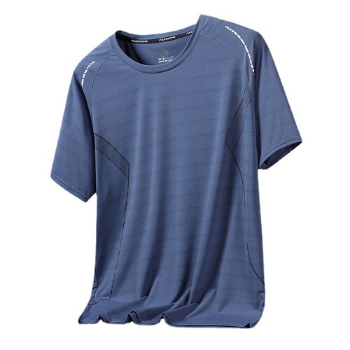 Thin ice silk short-sleeved t-shirt men's summer breathable sports fitness training quick-drying half-sleeves middle-aged father's summer dress