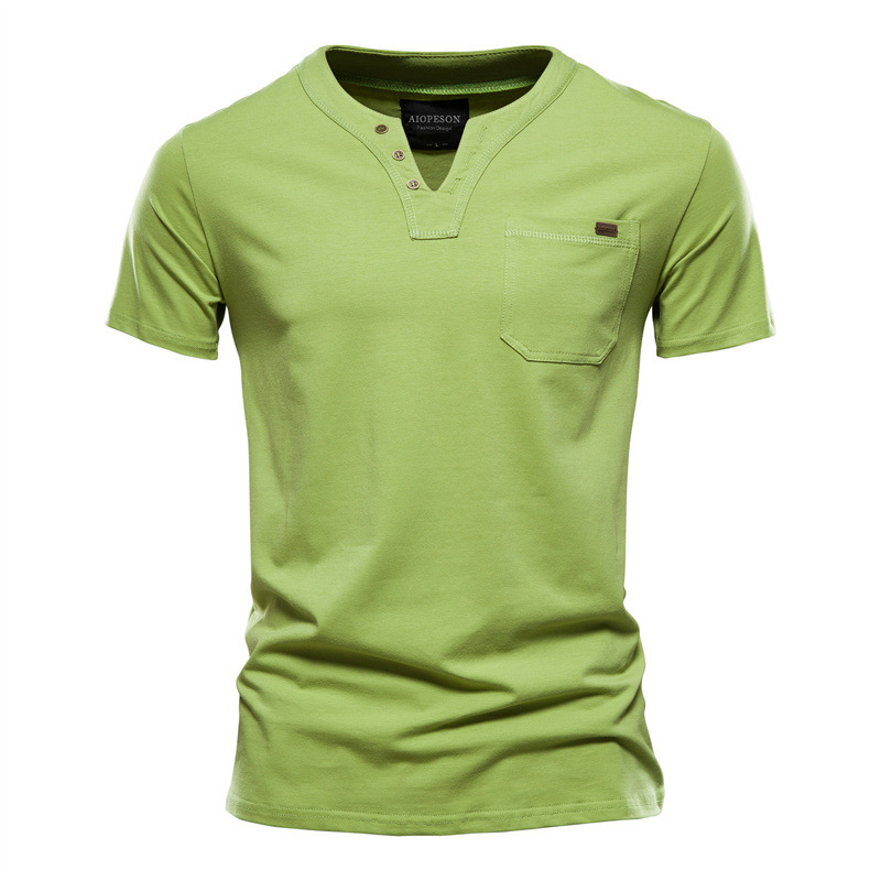 Camisetas de manga corta para hombre, novedades de verano 2026, comercio exterior, ropa transfronteriza, camisetas Henley, moda masculina europea y americana, suministro al por mayor. image 22