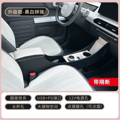 25 Knight Karting Panda Mini, Armrest box - geely-panda-mini-kartknightvitality-bearendurance-bear-black-and-white-two-tone-quick-charging-model-with-dual-storage-super-fast-charging-usbpd-portdual-power-ports