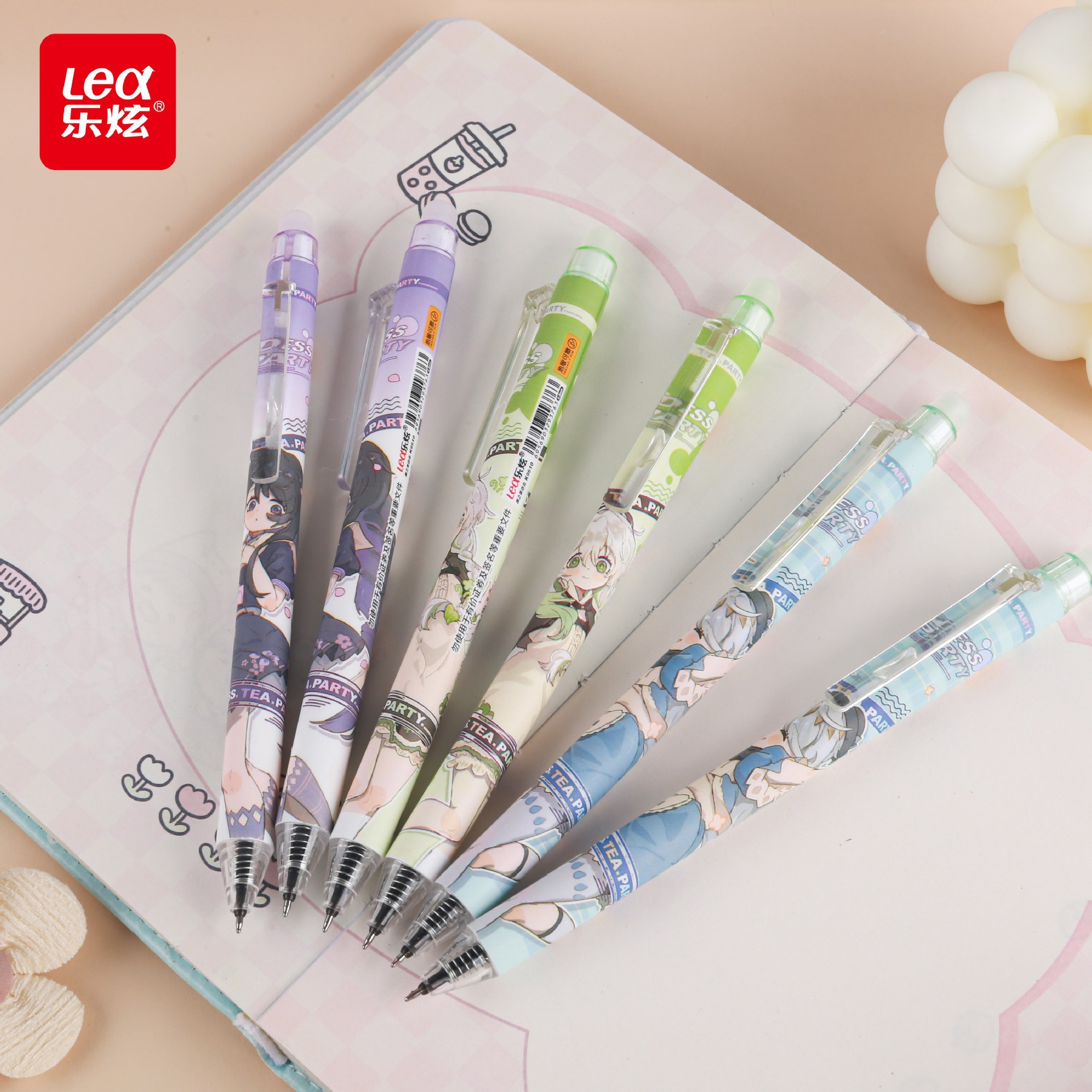 Bolígrafo borrable azul de oso de pan de dibujos animados