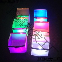 LED方形水灯河灯荷花灯七彩许愿灯防水纸材质含电池厂家直销