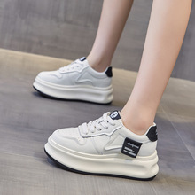 2025春秋季新款时尚百搭休闲鞋厚底潮牌单鞋内增高松糕鞋小白鞋女