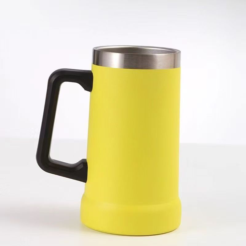 Insulated Stainless Steel Beer Mug With Handle, Large Capacity_voghion.com