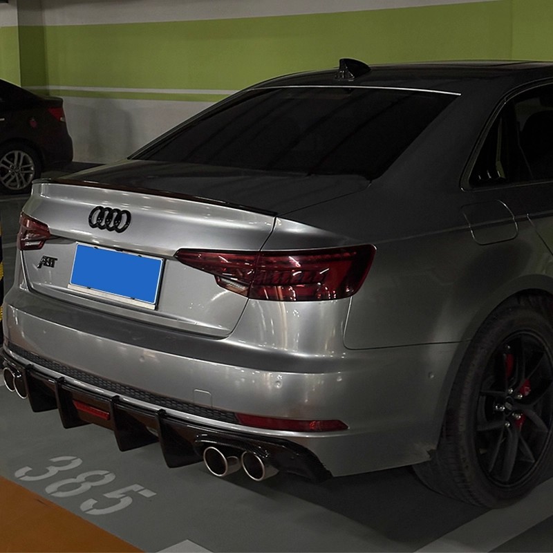 Suitable for Audi 171819 A4L/S4 Modified Rear Lip with Lights, Four Tail Pipes, Horizontal Lights, Tail Lip, Standard Sports Version