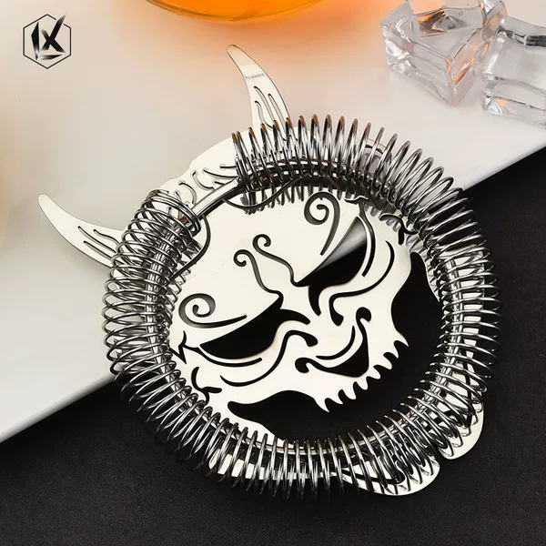 304 Stainless Steel Ice Strainer Creative Bartending Tool Strainer Cocktail Devil Head Skull Ice Breaker
