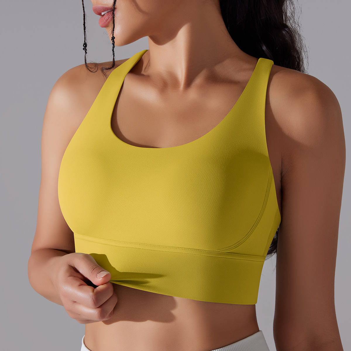 127g Weight Sleeveless Sleeve Length Nylon, Spandex Fabric Type Short Top Length Halter Crisscross Tank Tops Type Fitness, Yoga Occasion U Neck Neckline Solid Color Pattern Sports Style Sports Solid Color Nylon Spandex U Neck Active Tops Halter Crisscross Tank 123