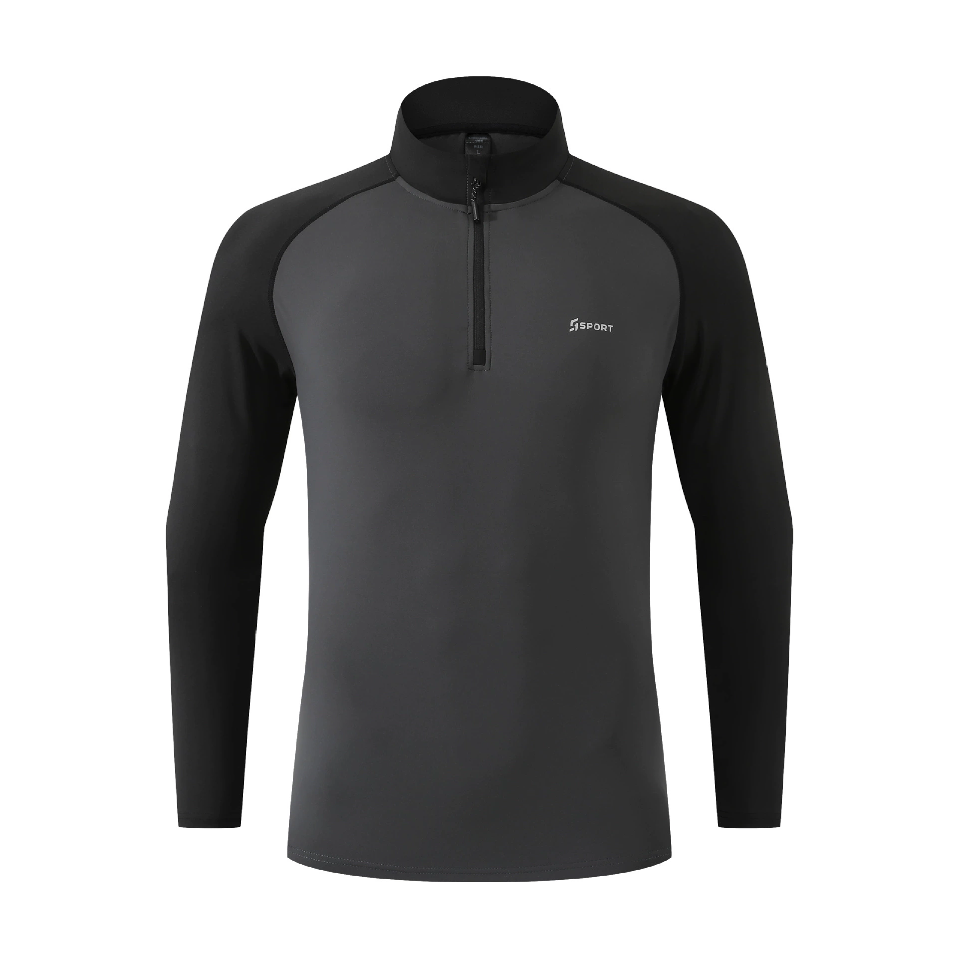 Спортивные тренировки Быстрая сухая одежда Мужская легкая атлетика Фитнес одежда стоячий воротник с длинным рукавом Половина застежка на молнии Спортивный бег Осень Зима