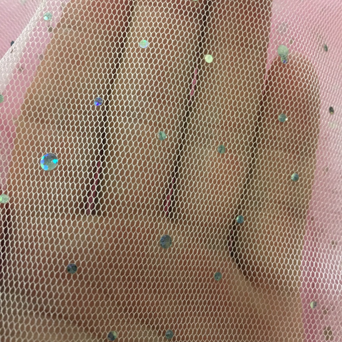 烫金银蕾底布弹力网蓬蓬裙面料箱包粗网网布网眼布