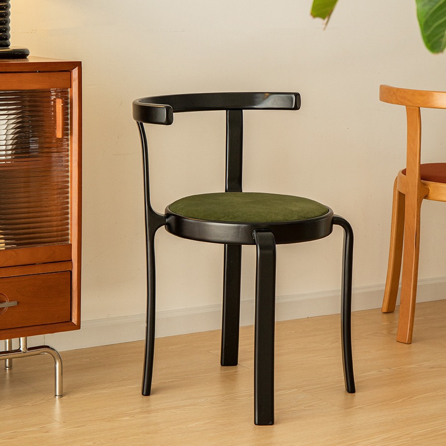 中古设计师实木餐椅 北欧家用可叠放吃饭椅子小户型靠背餐桌椅