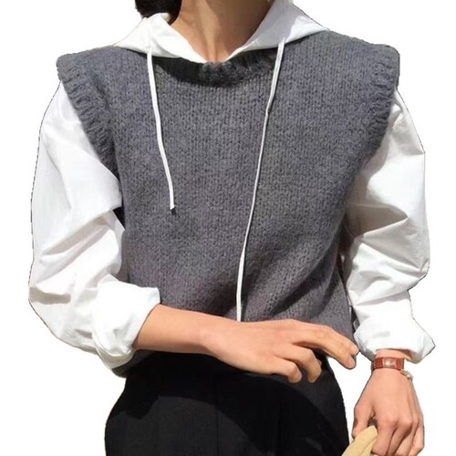 Women's Loose Casual Long-Sleeve White Hooded Shirt with Chic Autumn Minimalist Design, Versatile and Stylish for Korean Women