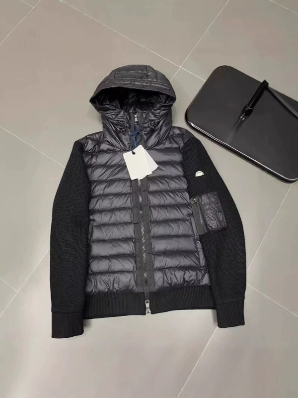 24新品羽绒服 时尚连帽拼接针织袖羽绒外套 蒙m家短款私域货源|undefined