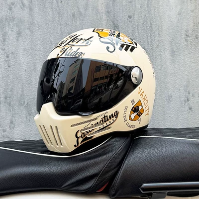 Motosiklet kaskı (dəbilqə): Women, Full-Face Helmet for Heavy Motorcycles - cruisecream-white-tea-mirror-transparent-mirror-delivered-m