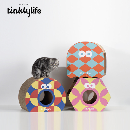 Tinklylife Collection Cat Scratching Board Corrugated Cat House Canned Fish Tram Radio Artist Donuts