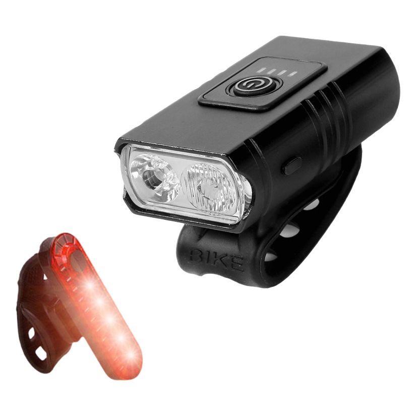 Nuevo faro de la bicicleta USB recargable fuerte luz anti-lluvia noche montar en bicicleta de montaña linterna montar accesorios de equipo