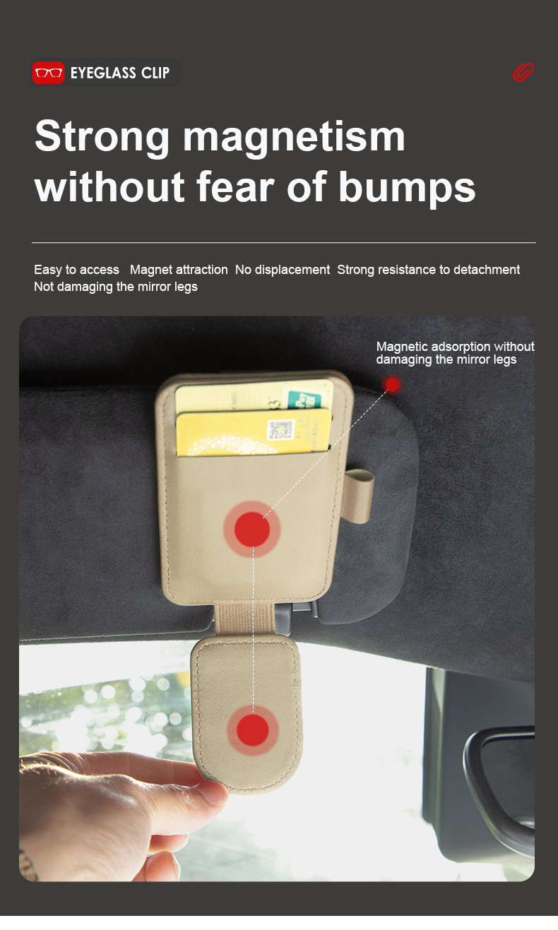 Car Multifunctional Glasses Clip Ticket Holder Practical High-End Round Eye Clip Multifunctional Accessory Fashion