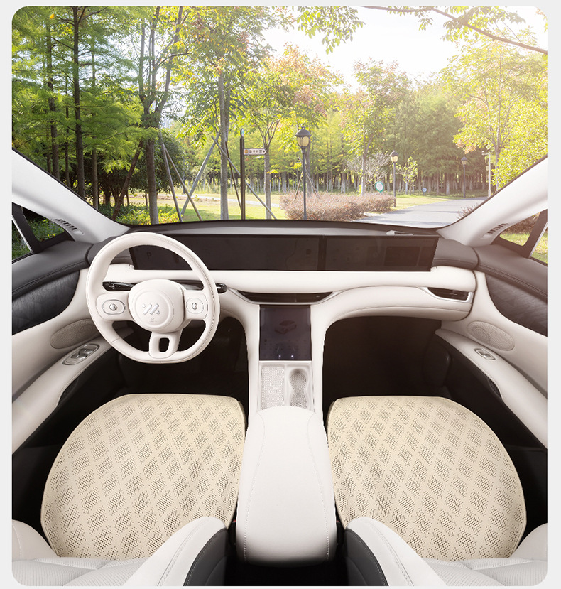 2025 New Anti-Dirty Four-Season Universal Three-Piece Seat Cushion Without Backrest Nappa Leather Perforated Breathable Car Seat Cushion