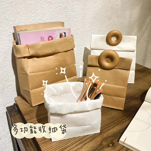 Kraft paper bag waterproof thickened refrigerator storage bag bread sandwich burger oil-proof food packaging bag