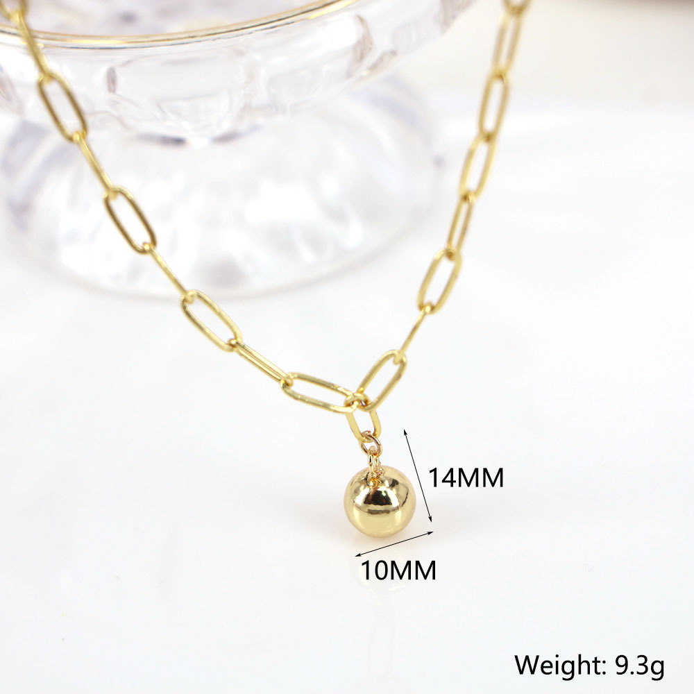 Fashion Ball Copper Pendant Necklace Gold Plated Copper Necklaces