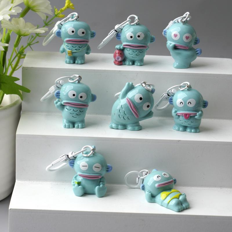 Macaron Blue Cartoon Fish Keychain with Multiple Expressions, Student Backpack Pendant, Cultural and Creative Small Gifts, Wholesale Cross-Border