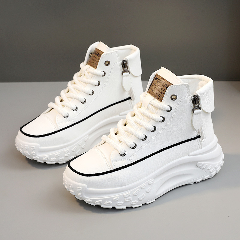 ZY0011 zapatos de alta altura para mujeres de otoño nuevos zapatos de mujer zapatos de cabeza redonda con suela gruesa de altura zapatos de skate casuales callejera