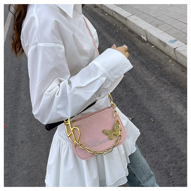 Women's Small Suede Letter Butterfly Streetwear Square Magnetic Buckle Crossbody Bag display picture 18