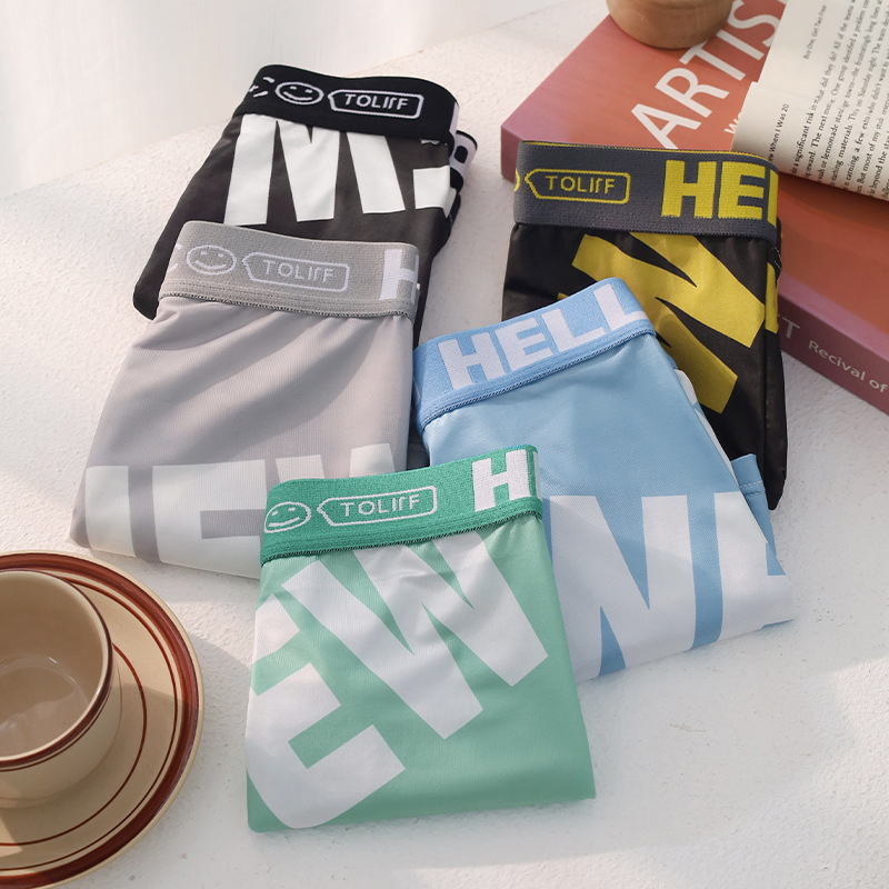 Men's Ice Silk Underwear Breathable plus size Antibacterial Boxer Student Underpants Youth Trendy Boys Four Corner Underpants Summer