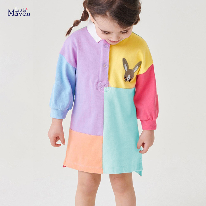Little Maven niñas falda otoño europeo y americano bebé niñas niños falda costura puro algodón niñas vestido