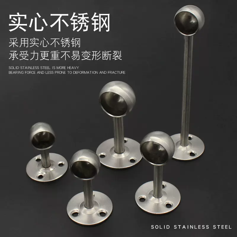 跨境锌合金管托晾衣杆卫浴橱柜多功能装饰配件圆杆法兰底座批发