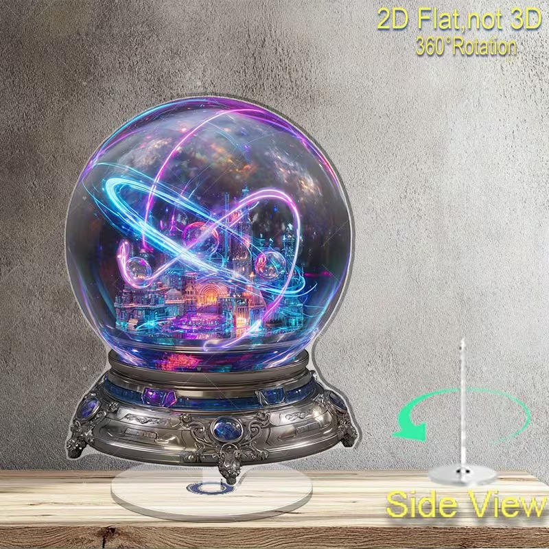 Impresión plana transfronteriza 2D plana 360 giratoria vista de nieve pingüino cabina accesorios de escritorio festivales interiores al aire libre