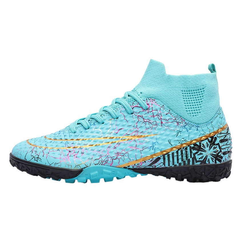 Трансграничная футбольная обувь с высоким берцем TF сломанный гвоздь искусственный газон FG ногтевая кожаная тренировочная обувь для ног для мальчиков и девочек Дети-подростки