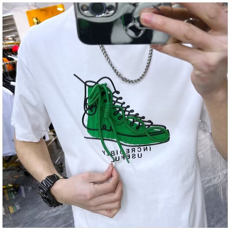 T-shirt court à manches mi-longues pour homme, vêtement d'été polyvalent, marque tendance, ample, américain, High Street_voghion.com